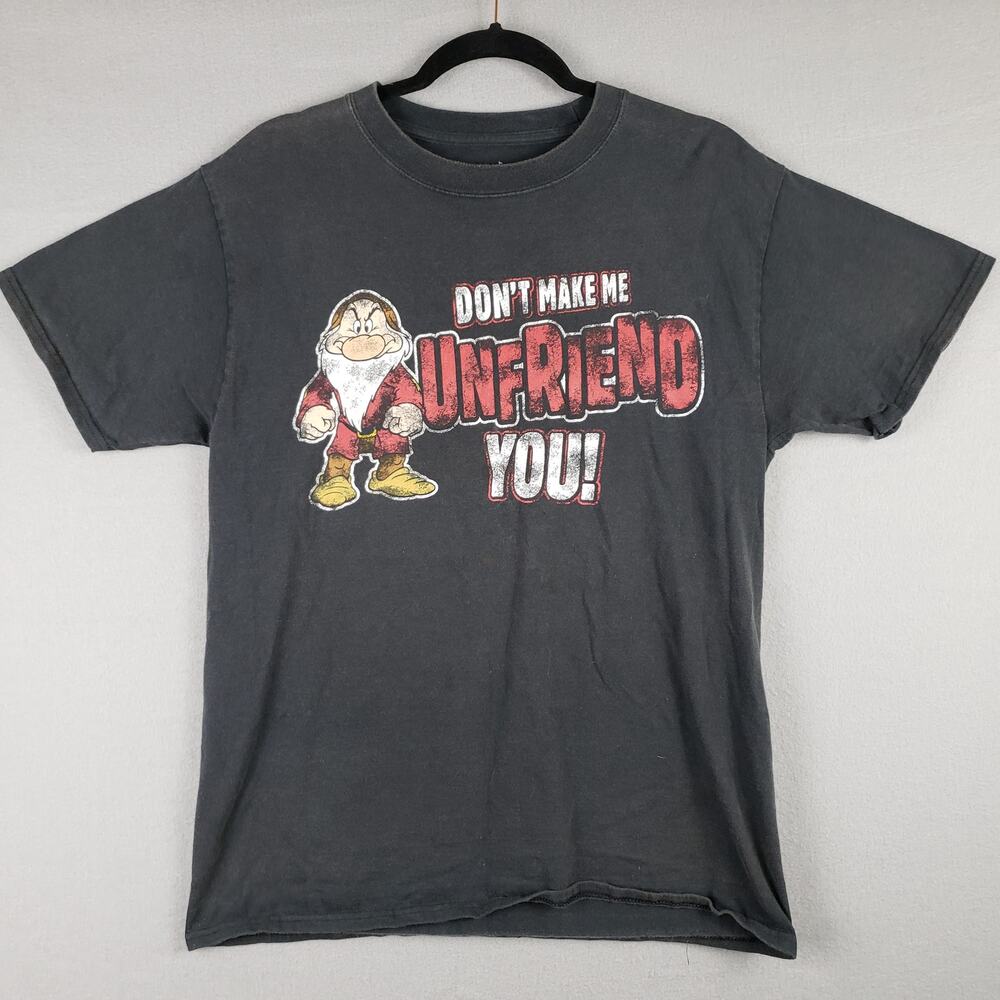 Disneyland x‎ Hanes Women's M Don't Make Me Unfriend You Grumpy Tee Shirt Black